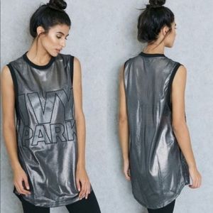 *NWT* IVY PARK Logo Metallic Mesh Tank